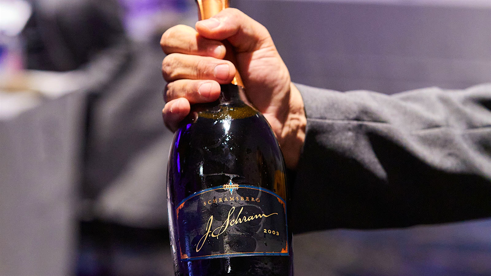 A bottle of Schramsberg's J. Schram North Coast 2003 at the Wine Experience